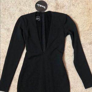 Plunging Bodycon Black Midi NOOKIE
